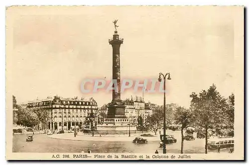 Cartes postales Paris Place de la Bastille et la Colonne de Juillet