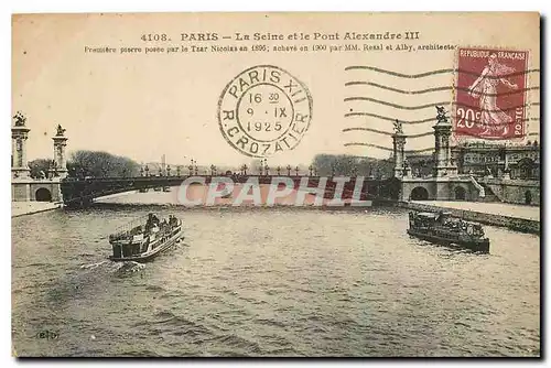 Ansichtskarte AK Paris La Seine et le Pont Alexandre III