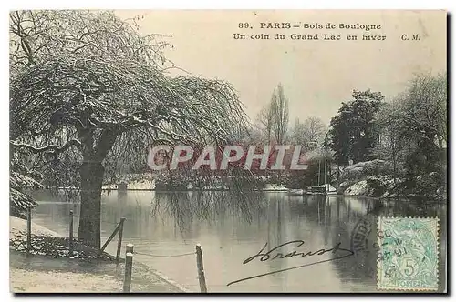 Ansichtskarte AK Paris Bois de Boulogne Un coin du Grand Lac en hiver