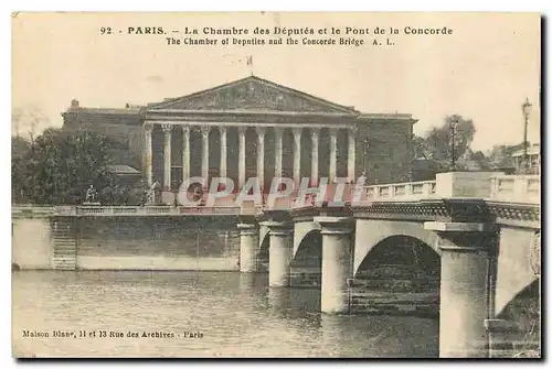 Cartes postales Paris La Chambre des Deputes et le Pont de la Concorde