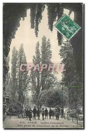 Cartes postales Paris Buttes Chaumont Vue prise de l'Interieur de la Grotte