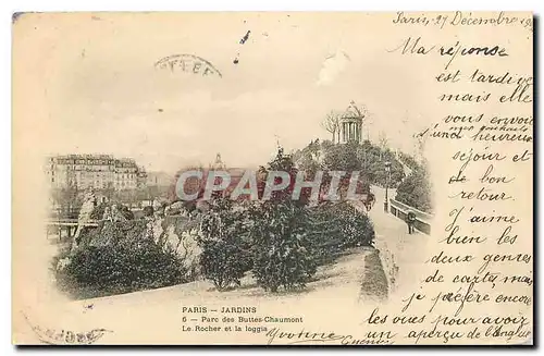 Cartes postales Paris Jardins Parc des Buttes Chaumont Le Rocher et la loggia