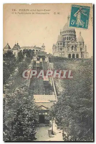 Cartes postales Paris Le Sacre Coeur et le Funiculaire de Montmartre