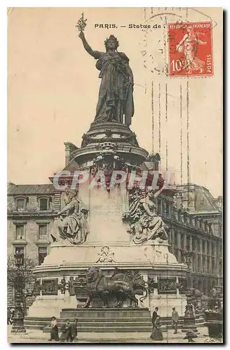 Cartes postales Paris Statue Place de la Republique Lion