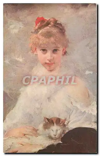 Cartes postales Ch Chaplin Jeune Fille tennant un chat