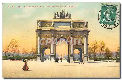 Cartes postales Paris Arc de Triomphe du Carrousel Jardin des Tuileries