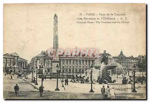 Cartes postales Paris Place de la Concorde Les Fontaines et l'Obelisque