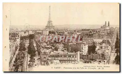 Cartes postales Paris Panorama pris de l'Arc de Triomphe Tour Eiffel