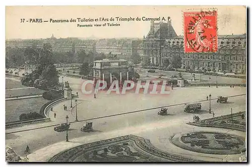 Cartes postales Paris Panorama des Tuileries et l'Arc de Triomphe du Carrousel