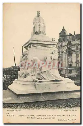 Cartes postales Paris Place de Breteuil Monument eleve a la Memoire de Pasteur par Souscription Internationale