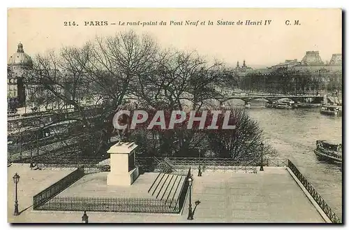 Ansichtskarte AK Paris Le rond point du Pont Neuf et la Statue de Henri IV