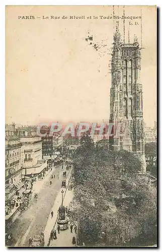 Cartes postales Paris La Rue de Rivoli et la Tour St Jacques