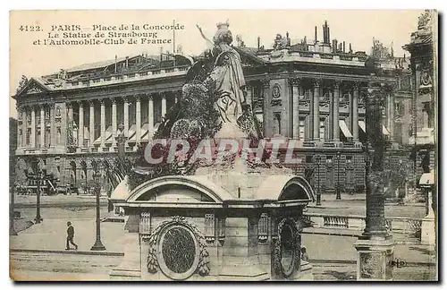 Cartes postales Paris Place de la Concorde La Statue de Strasbourg et l'Automobile Club de France