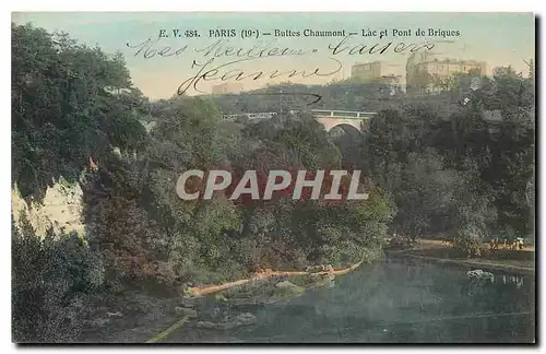 Cartes postales Paris Buttes Chaumont Lac et Pont de Briques