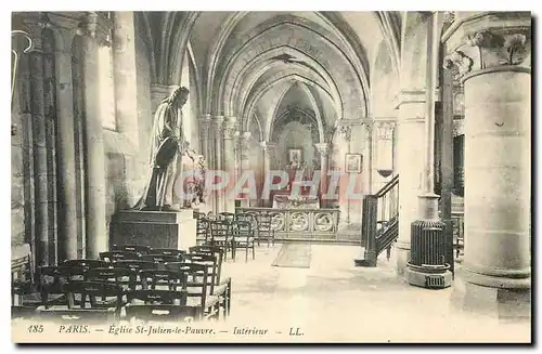 Cartes postales Paris Eglise St Julien le Pauvre Interieur