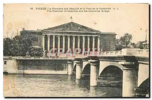 Cartes postales Paris La Chambre des Deputes et le Pont de la Concorde