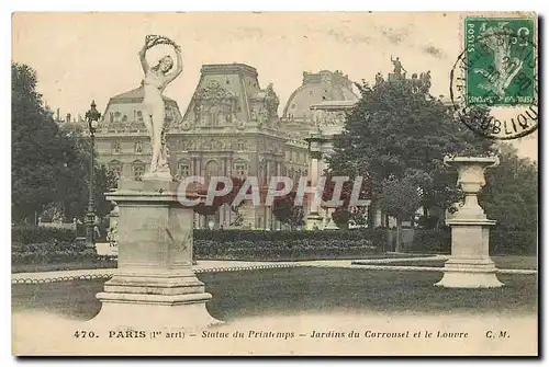 Ansichtskarte AK Paris Statue du Printemps Jardins du Carrousel et le Louvre