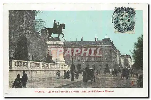 Cartes postales Paris Quai de l'Hotel de Ville Statue d'Etienne Marcel