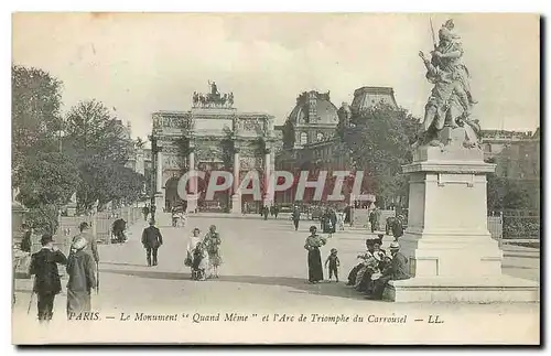 Cartes postales Paris Le Monument Quand Meme et l'Arc de Triomphe de Carrousel