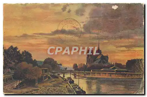 Cartes postales Paris Creposcule sur Notre Dame