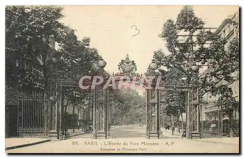 Cartes postales Paris L'Entree du Parc Monceau