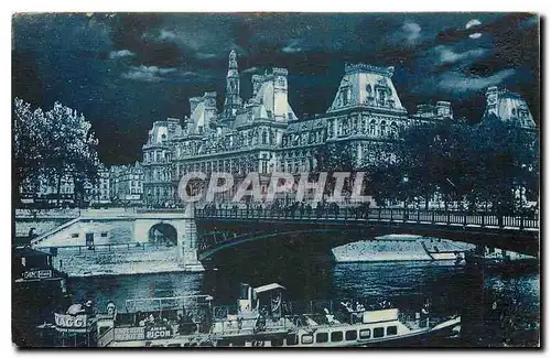 Cartes postales Paris la Nuit l'Hotel de Ville Bateau