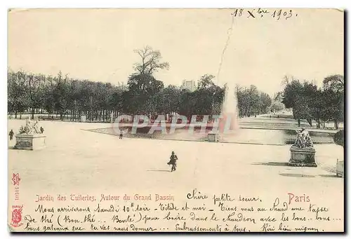 Ansichtskarte AK Jardin des Tuileries Autour du Grand Bassin