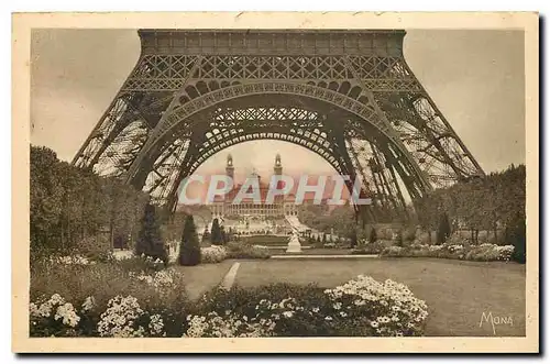 Ansichtskarte AK Les Petits Tableaux de Paris Kes Jardins pres de la Tour Eiffel au dernier plan le Trocadero