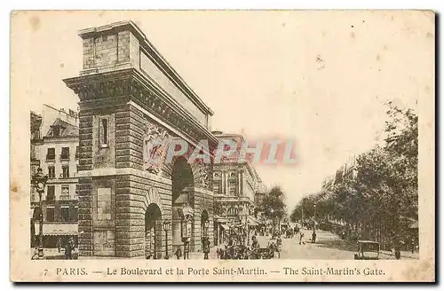 Cartes postales Paris Le Boulevard et la Porte Saint Martin