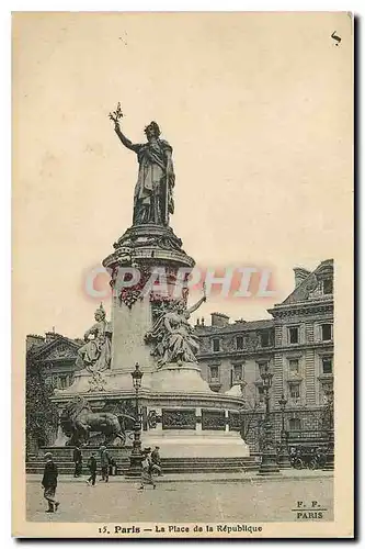 Cartes postales Paris La Place de la Republique Lion