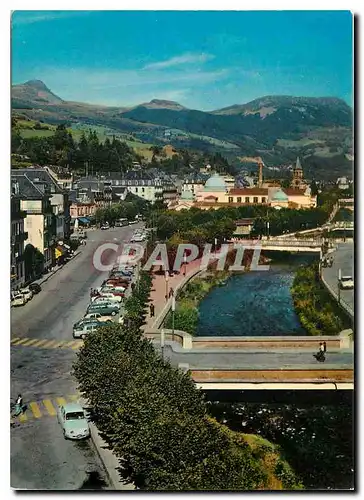 Moderne Karte L'Auvergne Touristique La Bourboule Ponts sur la Dordogne La Banne d'Ordanche et le Puy Gros