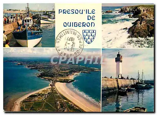 Cartes postales moderne La Bretagne en Couleurs Presquile de Quiberon Port Maria la cote sauvage et Port Haliguen