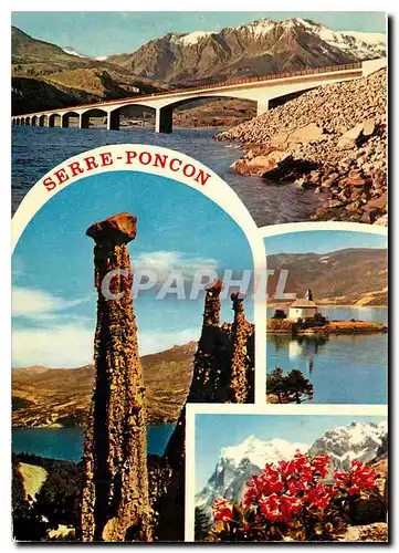 Cartes postales moderne Les Alpes Lac e Serre Poncon Le pont de Savines Les Demoiselles Coiffees La petite Chapelle