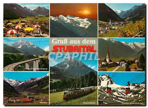 Moderne Karte Herrliches Stubaital Erholungsgebiet und Sommerschilauf in den Alpen Tirol