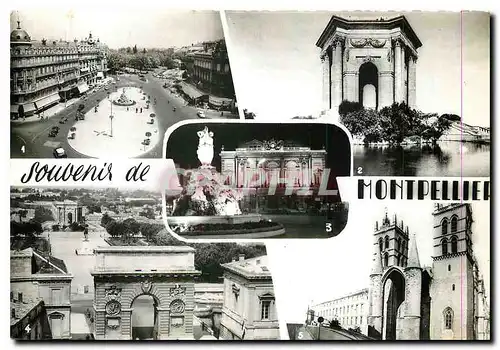 Cartes postales moderne Montpellier Place de la Comedie Le Chateau d'Eau Le Theatre la nuit et la Fontaine des Trois Gra