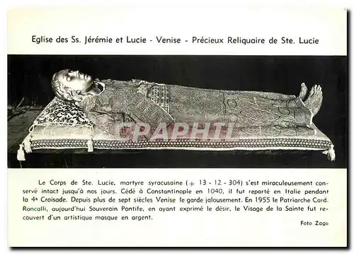 Moderne Karte Eglise des Ss Jeremie et Lucie Venise Precieux Reliquaire de Ste Lucie