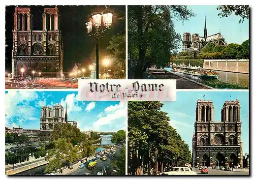 Cartes postales moderne Paris et ses Merveilles La Cathedrale Notre Dame La Facade de nuit L'Abside vue des quais Vue av