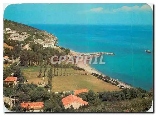 Moderne Karte Panorama de la Corse Sisco Petite Anse arrondie au debouche d'une vallee qui s'enfonce dans le c