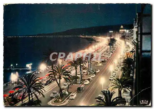 Moderne Karte Reflets de la Cote d'Azur Nice la nuit La Promenade des Anglais