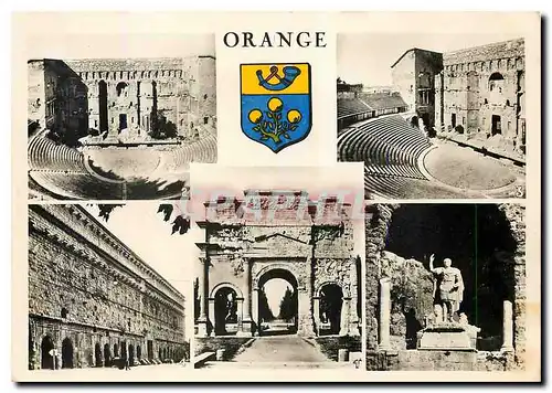 Moderne Karte Orange L'Arc de Triomphe L'Hemicycle du Theatre Antique L'Amphitheatre Romain Facade du Theatre