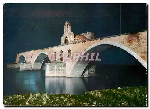 Cartes postales moderne Avignon Vaucluse Le Pont St Benezet illumine