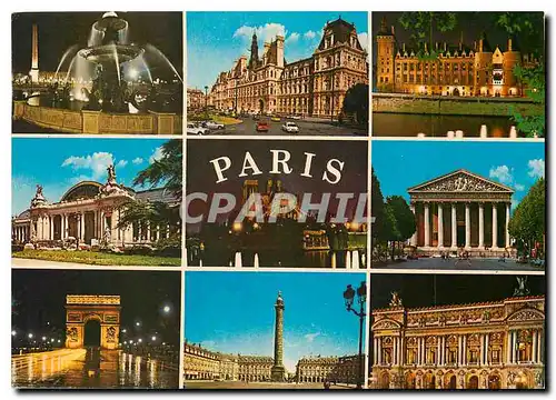 Cartes postales moderne Paris Place de la Concorde Hotel de Ville Conciergerie Grand Palais Notre Dame Madeleine Arc de