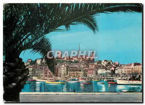 Moderne Karte Cannes Vue sur le port et la vieille ville