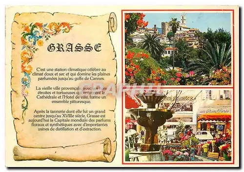 Moderne Karte Cote d'Azur Grasse Alpes Maritimes Cite des Fleurs Capitale des parfums
