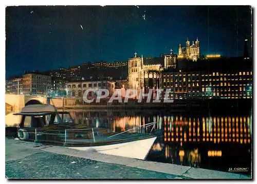 Moderne Karte Lyon le 8 decembre Les quais de Saone La Primatiale Saint Jean et la colline de Fourviere