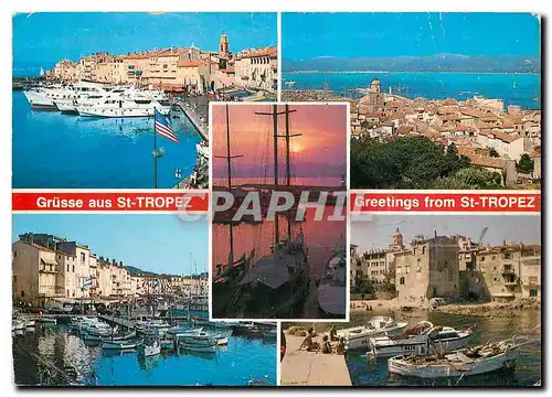 Moderne Karte La Cote d'Azur Varoise Saint Tropez Var Le Port Quai Bailli de Suffren et Quai Jean Jaures Vue g