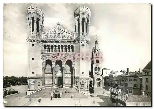 Moderne Karte Lyon Basilique Notre Dame de Fourviere la facade