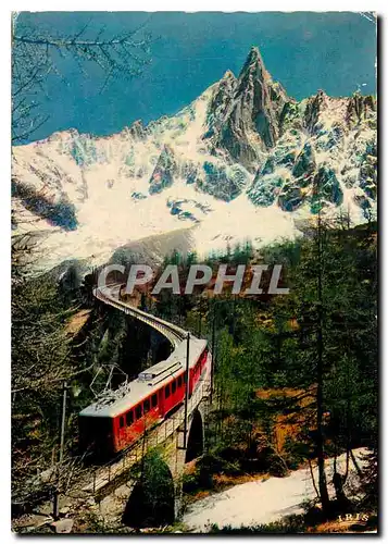 Moderne Karte Chamonix Mont Blanc Le Chemin de fer du Montenvers et l'Aiguille du Dru