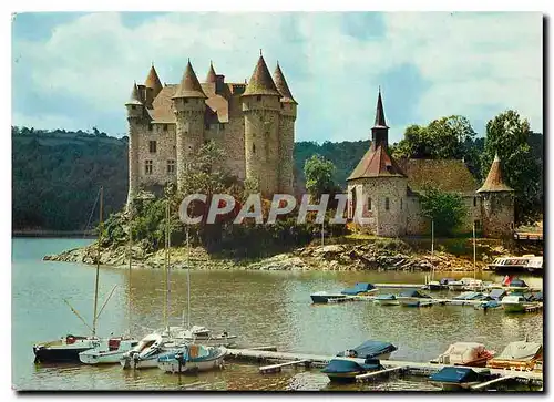 Moderne Karte L'Auvergne Le Chateau du Val dans le lac forme par le Barrage de Bort les Orgues