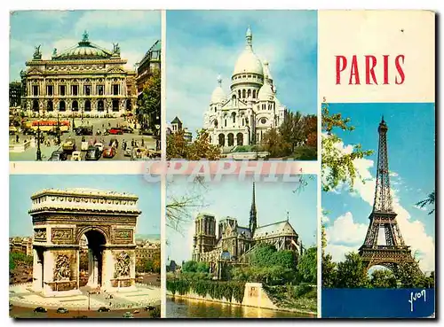 Cartes postales moderne Couleurs el Lumiere de France L'Opera Basilique du Sacre Coeur l'Arc de Triomphe Notre Dame La T